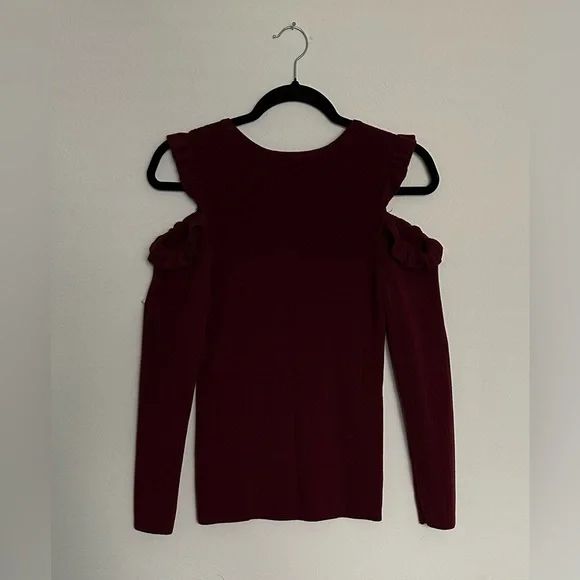 White House Black Market Off-Shoulder Burgundy Sweater - Picture 6 of 14